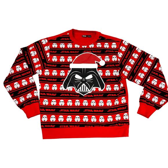 Star Wars Men's M Ugly Christmas Sweater Crewneck Darth Vader Red New - Picture 2 of 7